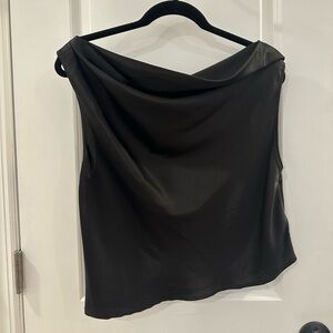Astr Draped Cowl Neck Black Sleeveless Shirt, Sz. S